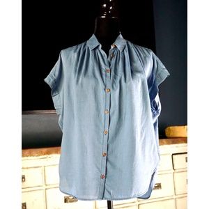 Madewell Central Button Front Chambray Shirt Top XS